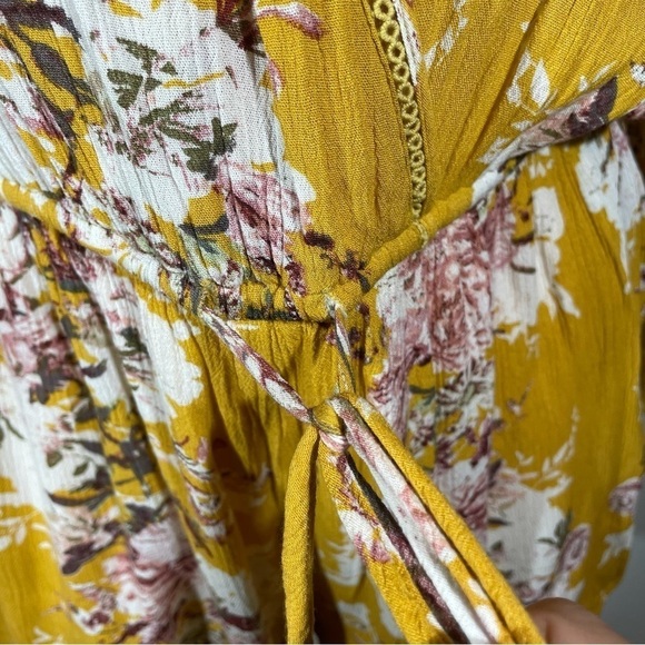 Chic Soul Mustard Floral Romper 2X (16-18) Plus Size Boho Festival - Picture 10 of 16